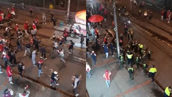 Hinchas de Santa Fe se enfrentaron con machetes a las afueras de El Campín: video