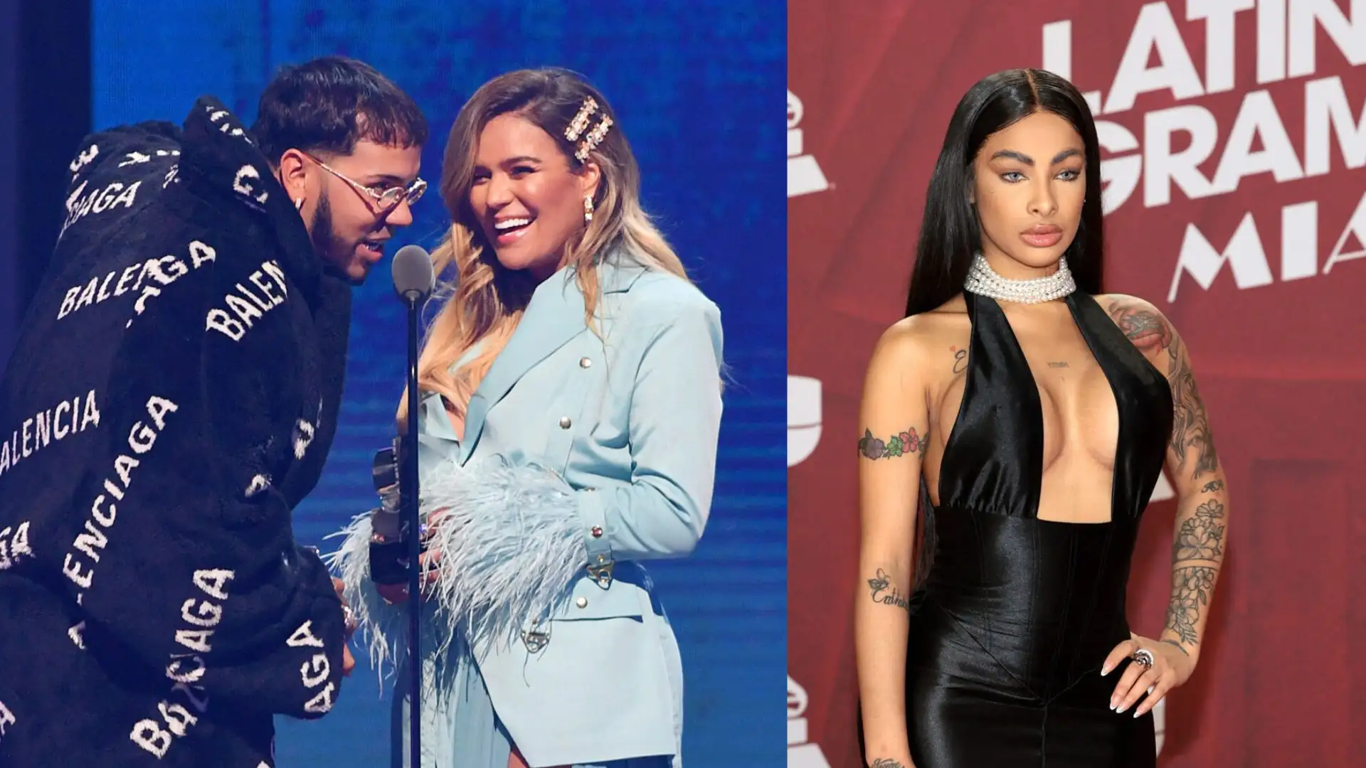 anuel-canta-cancion-con-karol-g-en-frente-de-yailin Foto: AFP