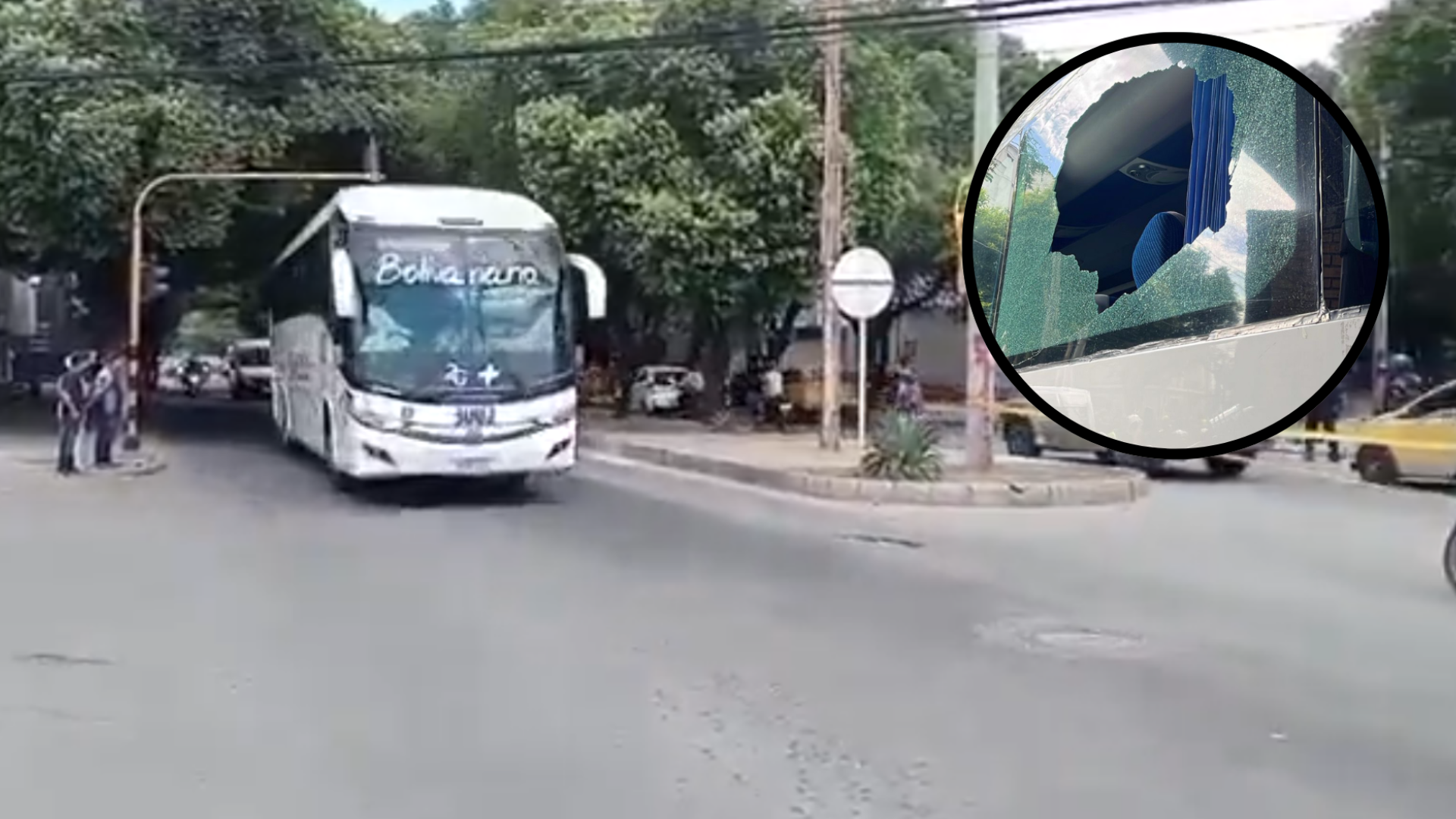 Momento exacto en que el bus de Atlético Nacional fue agredido en Cúcuta