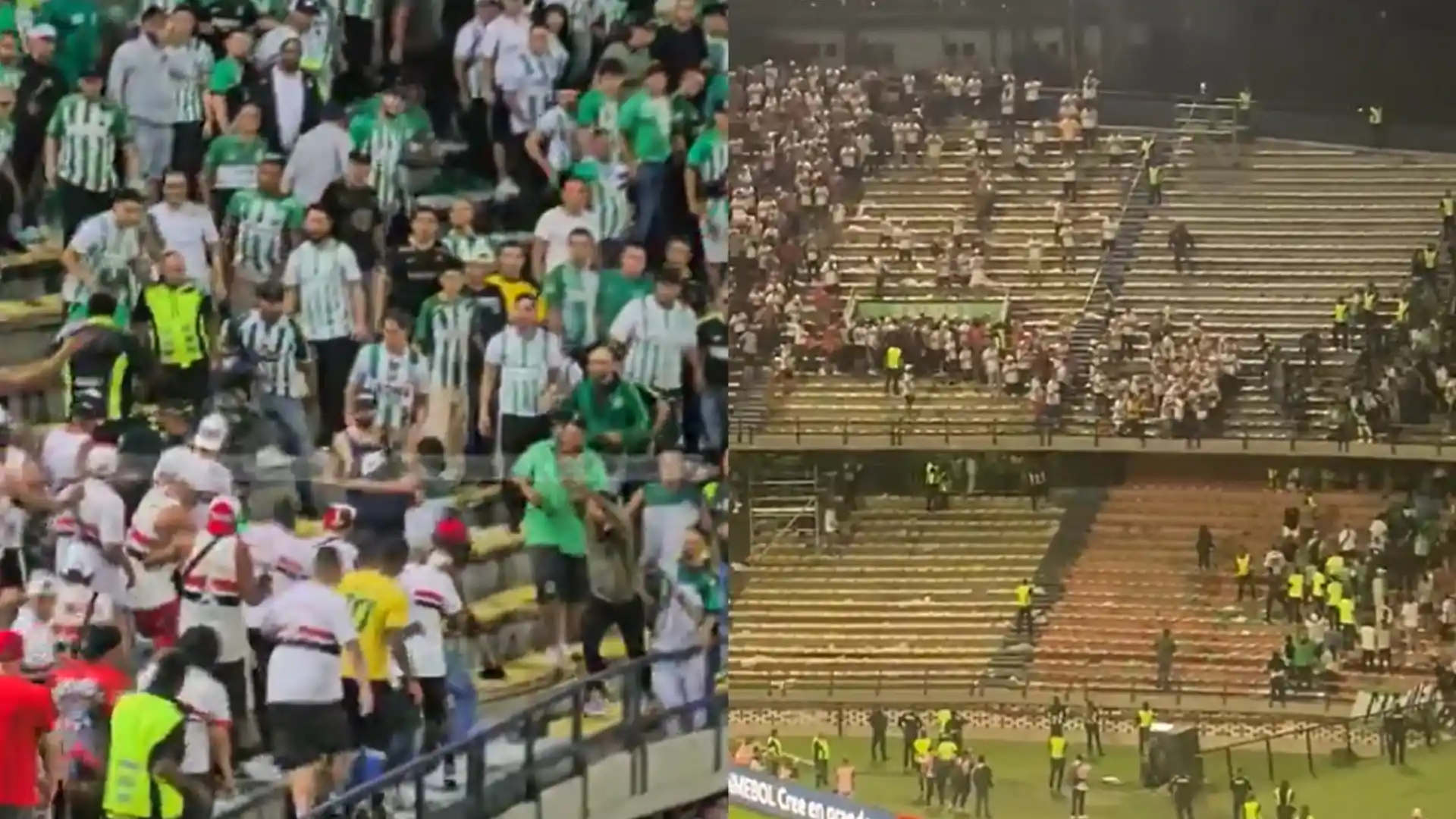Pelea hinchas de Atlético Nacional vs. Sao Paulo