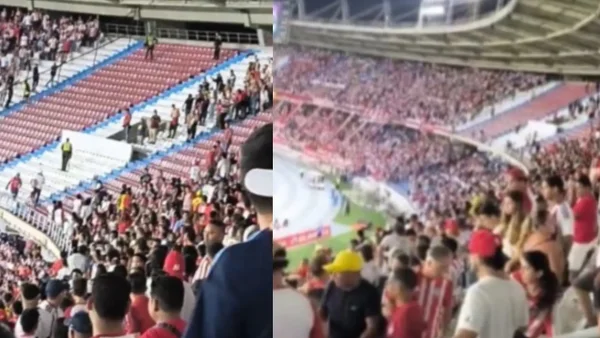 Angustia en las tribunas del Metropolitano: se pelearon hinchas del Junior y Bucaramanga