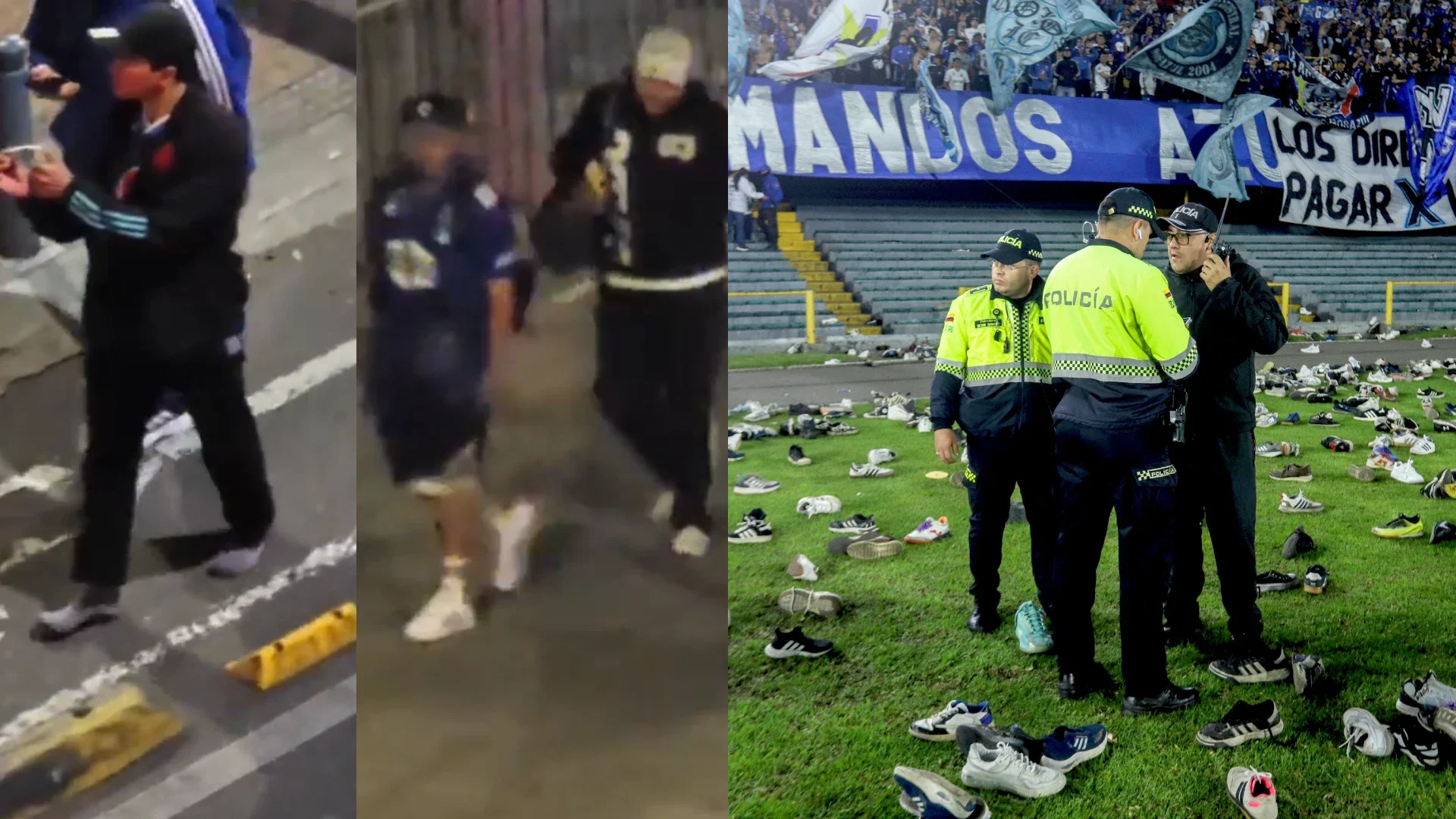 Hinchas de Millonarios descalzos