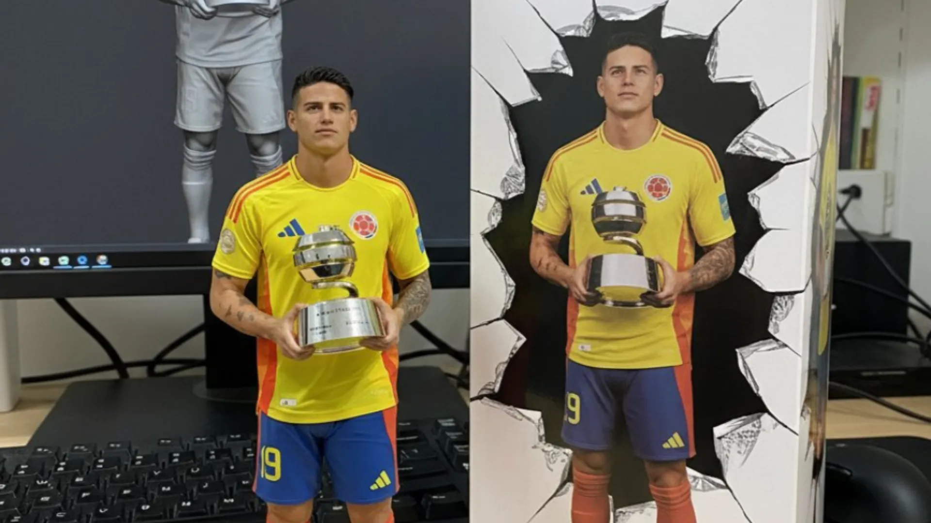 James Rodríguez figura 3D con IA