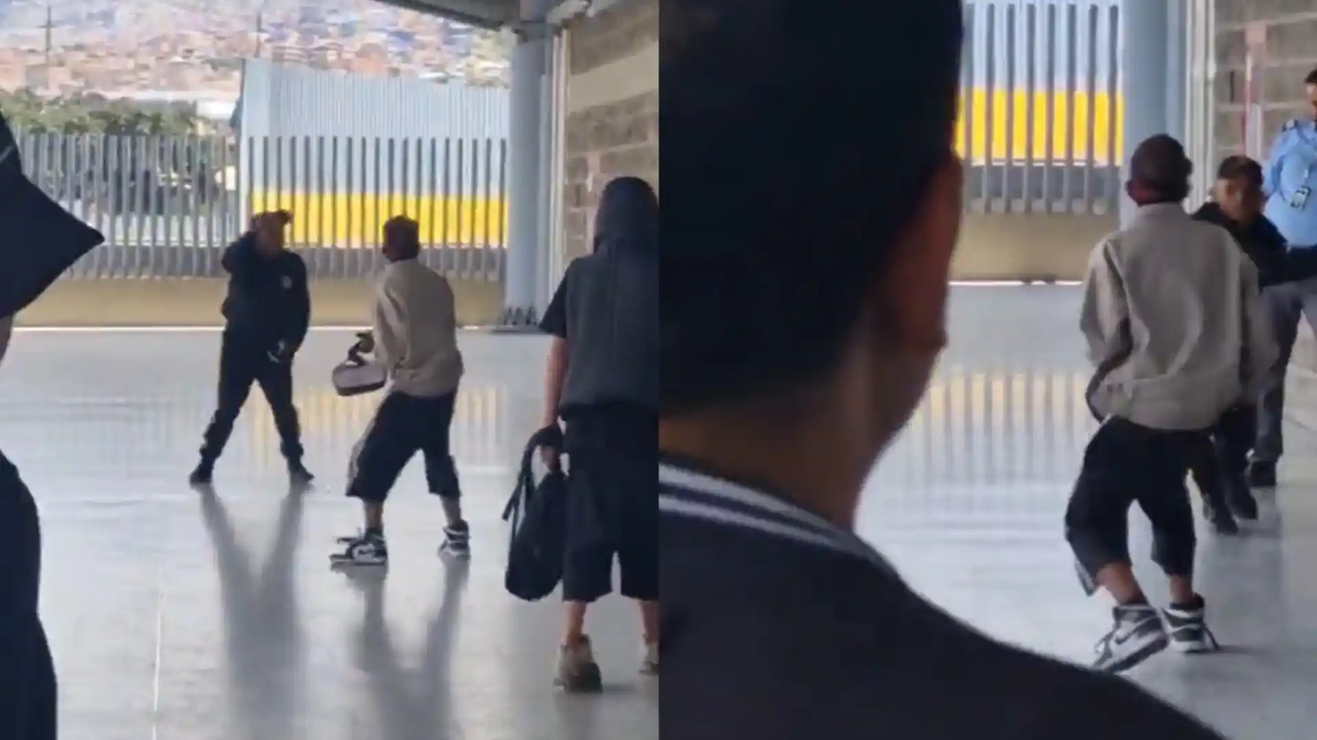 Pelea vendedor informal y guardia de seguridad con cuchillo en TransMilenio.