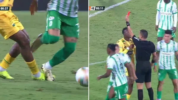 Recibió un pisotón y se fue expulsado: polémica en el Atlético Nacional vs. Bucaramanga