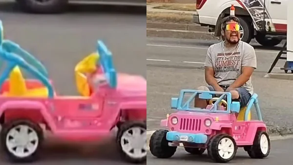 Un hombre es arrestado por conducir un auto eléctrico de juguete en Canadá Un hombre es arrestado por conducir un auto eléctrico de juguete en Canadá