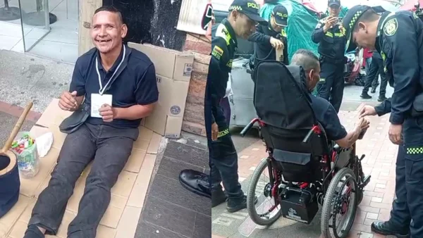 Policía de Ibagué sorprendió con silla de ruedas a artista callejero que no pudo volver a caminar