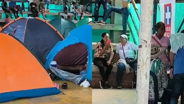 Desplazados en Bolívar tienen que dormir en carpas con goteras y, prácticamente, sobre el suelo Desplazados en Bolívar tienen que dormir en carpas con goteras y, prácticamente, sobre el suelo
