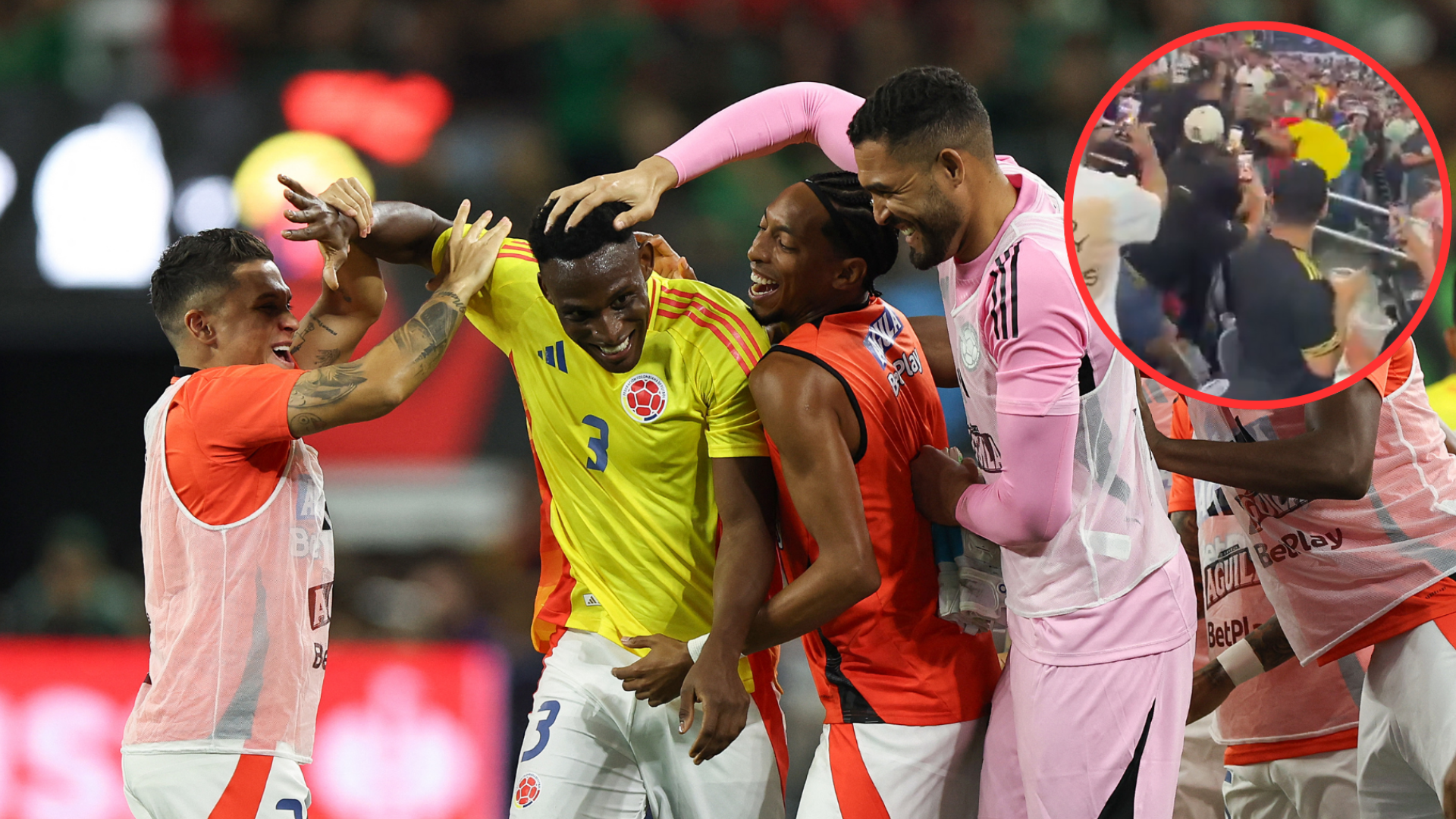 Pelea hinchas colombianos vs. mexicanos partido amistoso.