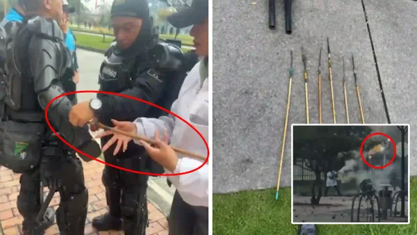 VIDEO | Vándalos atacaron a policías con flechas, artefactos, bengalas, piedras y palos en la calle 26 VIDEO | Vándalos atacaron a policías con flechas, artefactos, bengalas, piedras y palos en la calle 26