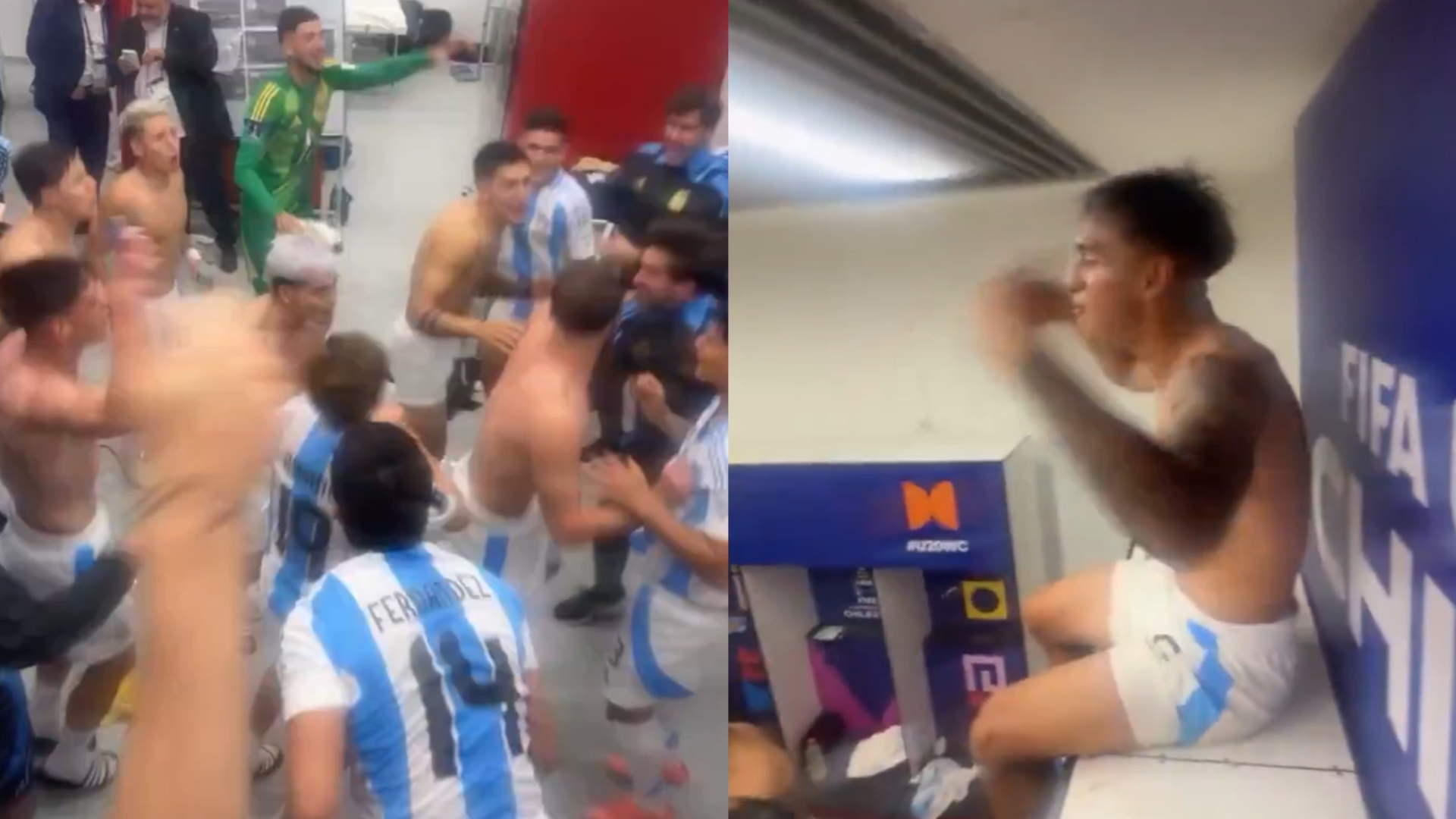 Selección Argentina celebrando campeón antes de jugar contra Marruecos