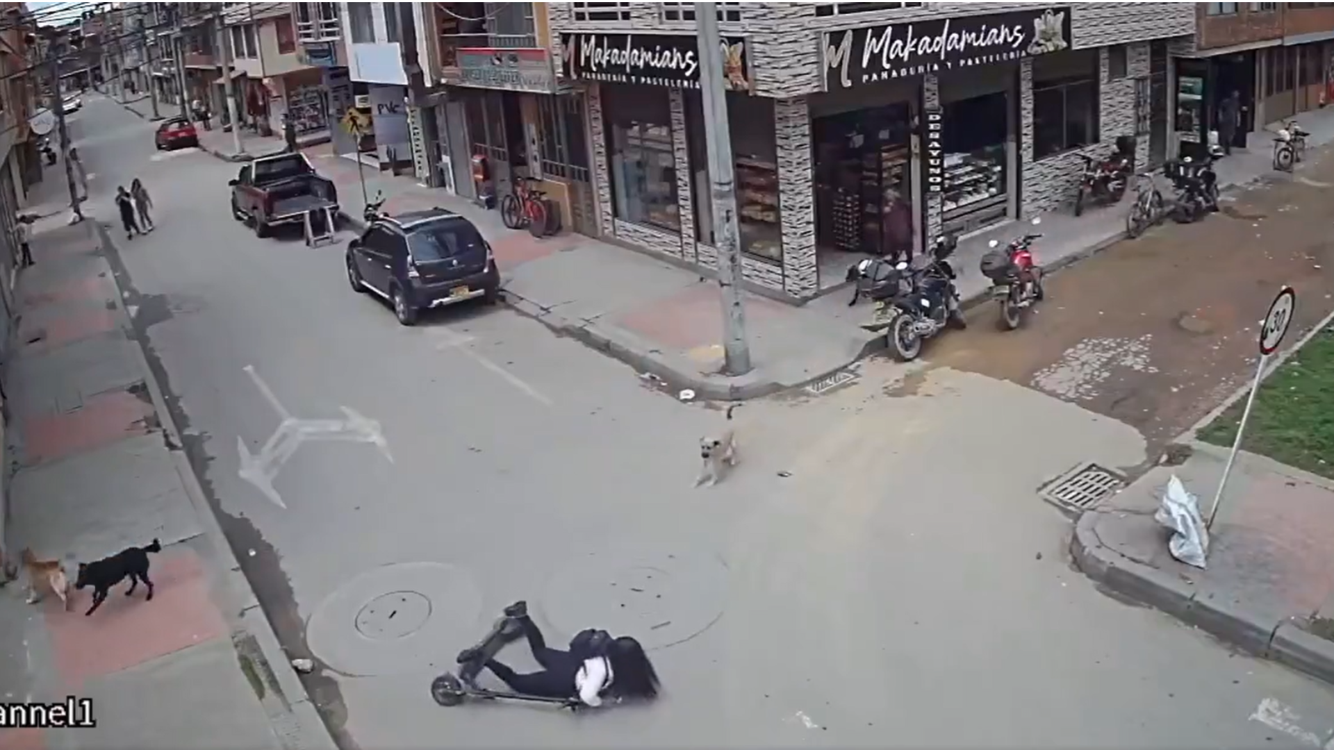 Video perros accidente joven patineta eléctrica Mosquera