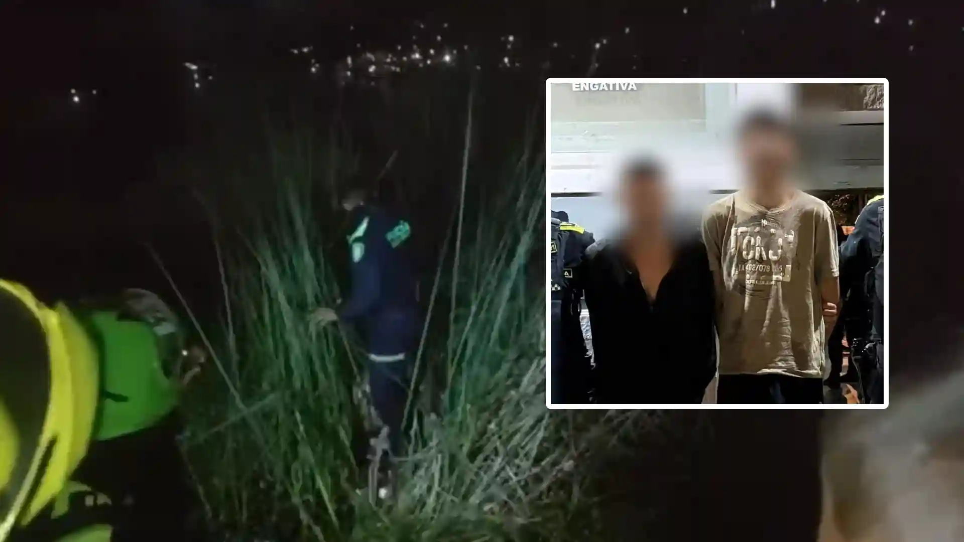 Ladrones trataron de esconderse en un humedal.