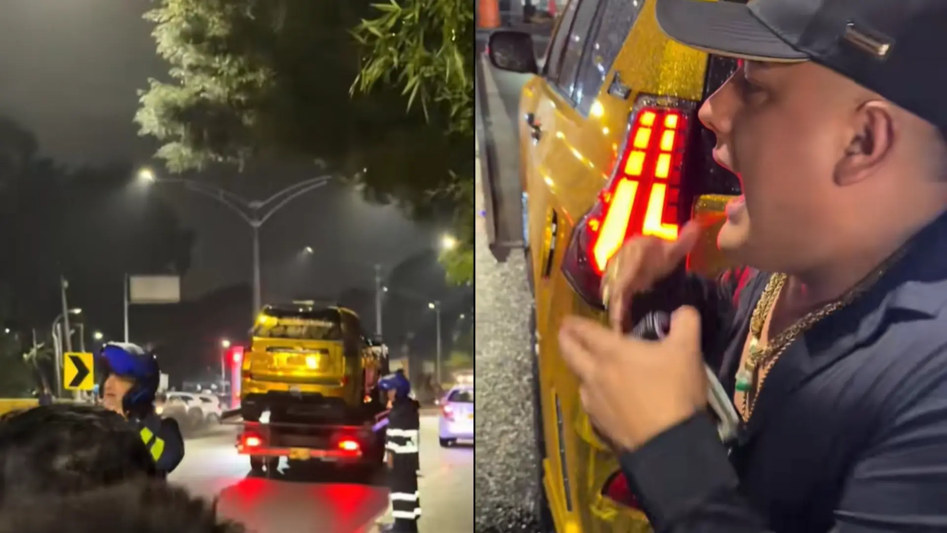 Camioneta dorada inmovilizada