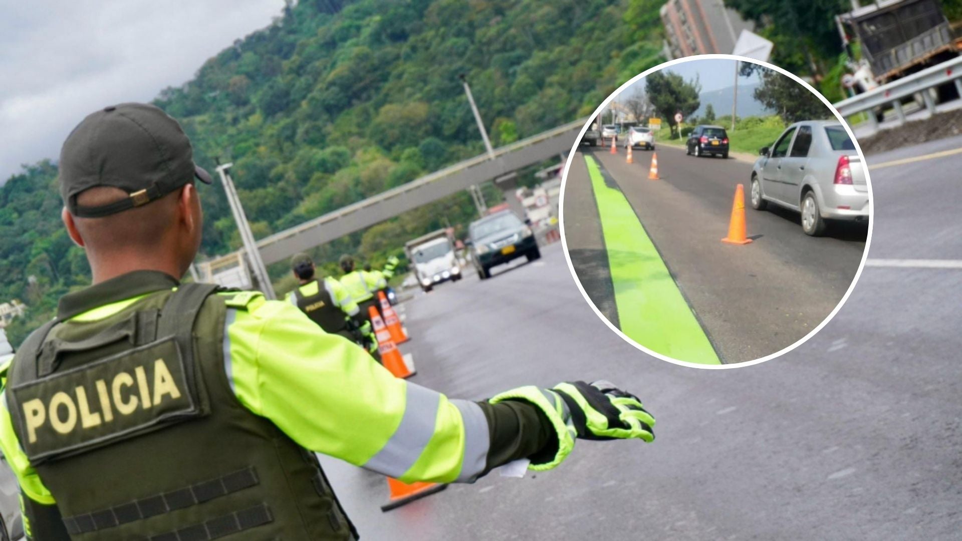 Línea verde en la vía