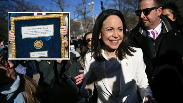 Revelan la primera foto del encuentro entre Trump y María Corina Machado: esto dice la medalla que le entregó