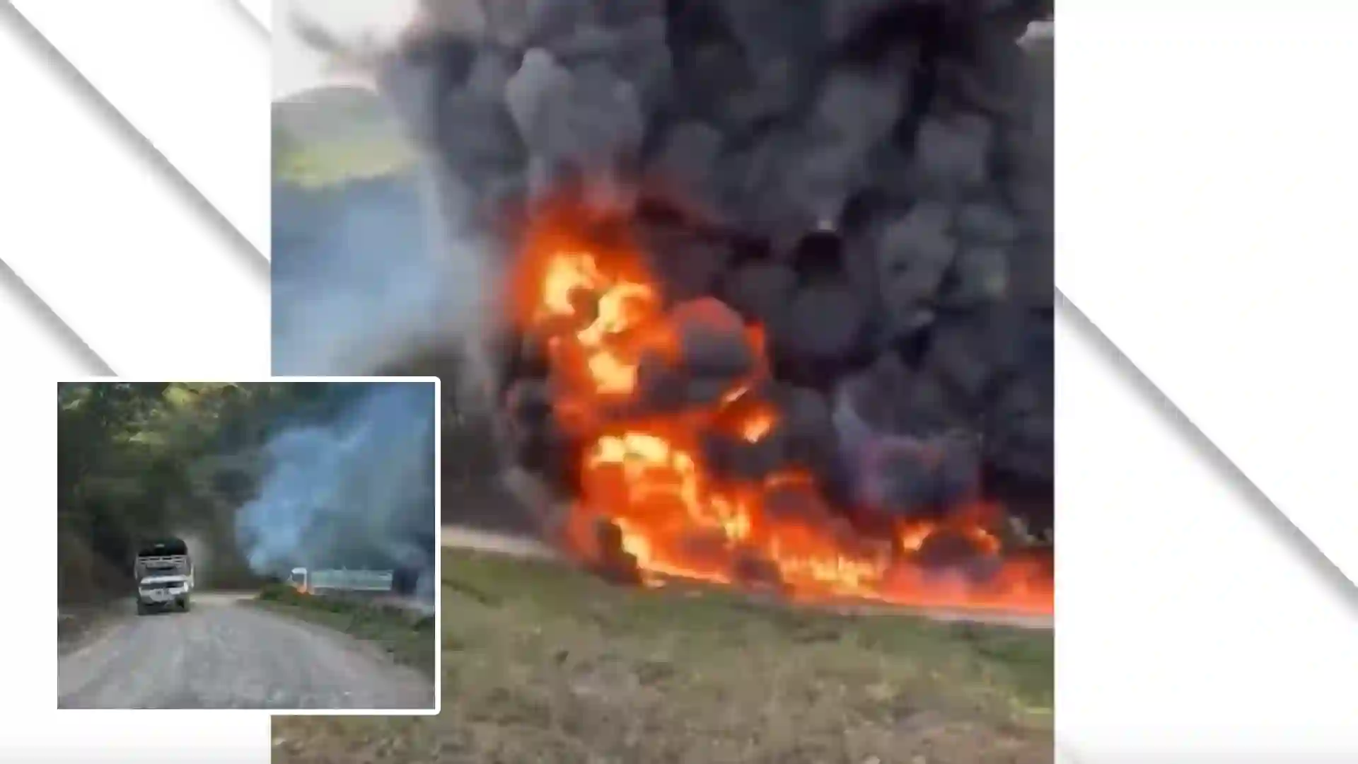 Video | Hombres armados incineraron dos camiones con combustible ilegal en la vía César - Norte de Santander