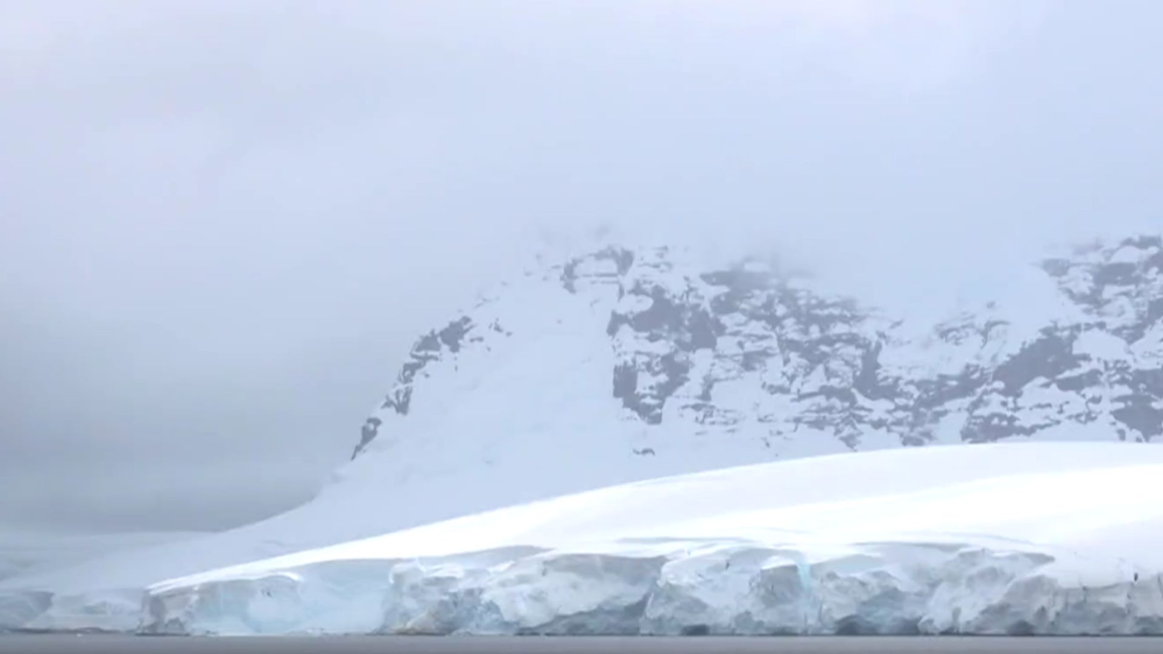 ARC Simón Bolívar navega por el estrecho de Gerlache en su día 51 de expedición