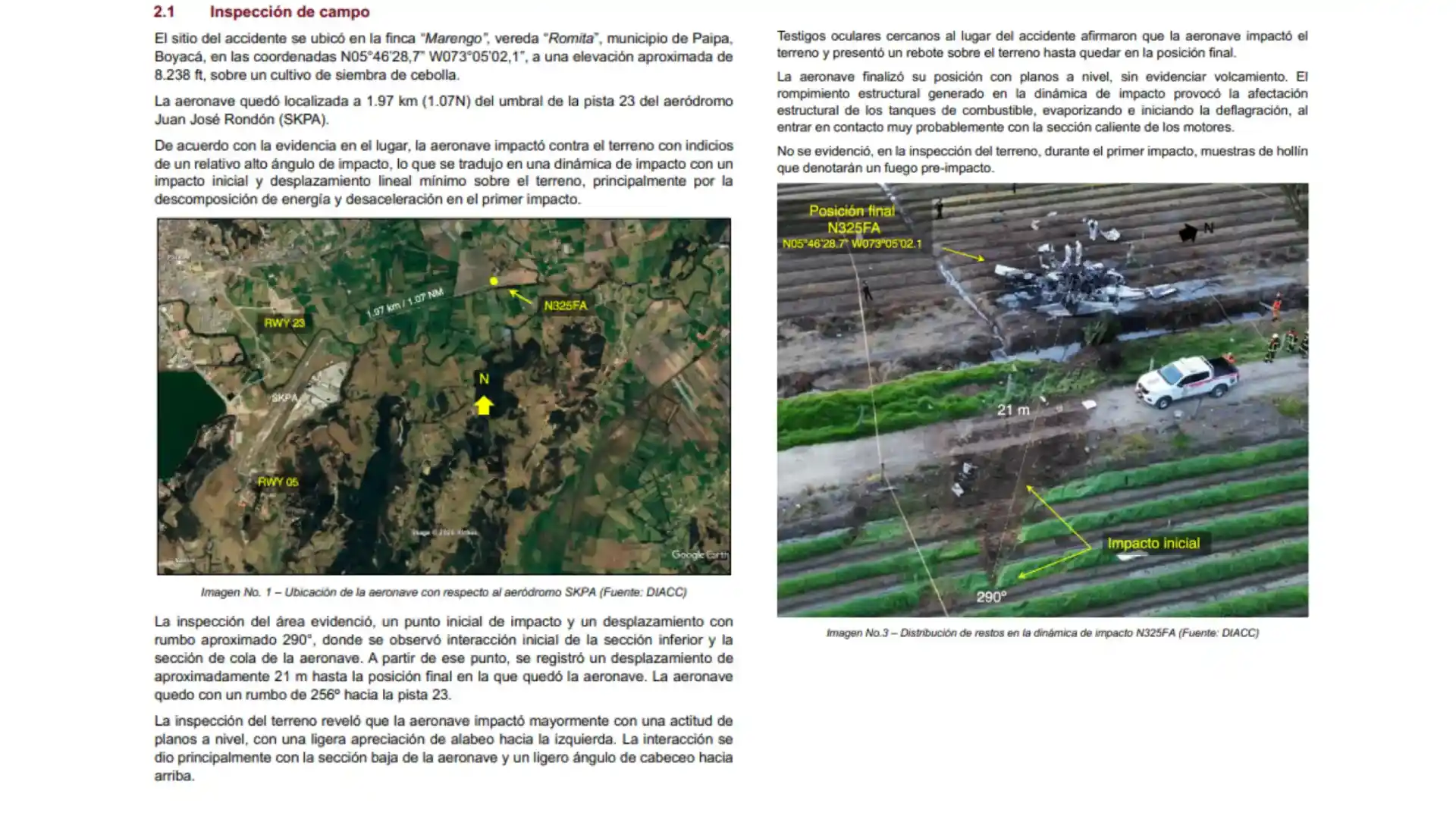 informe accidente de Yeison Jimenez