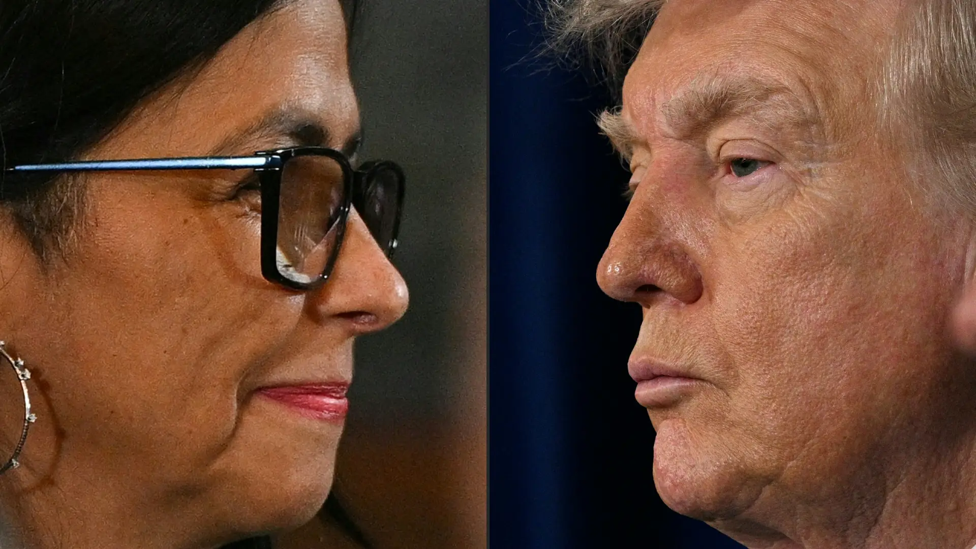 Delcy Rodríguez y Donald Trump