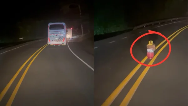 Cilindro con la bandera de Colombia fue utilizado sobre la vía entre Cali y Dagua para atacar a la Policía