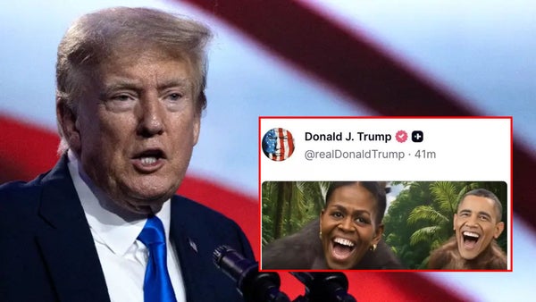 Trump genera polémica con video creado con IA que retrata a los Obama como monos