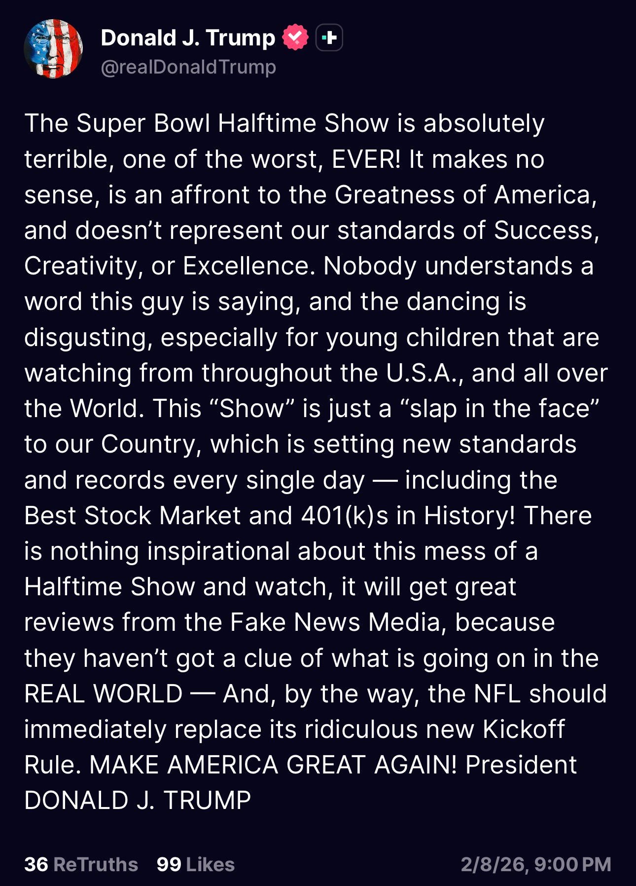 Mensaje Trump sobre Bad Bunny