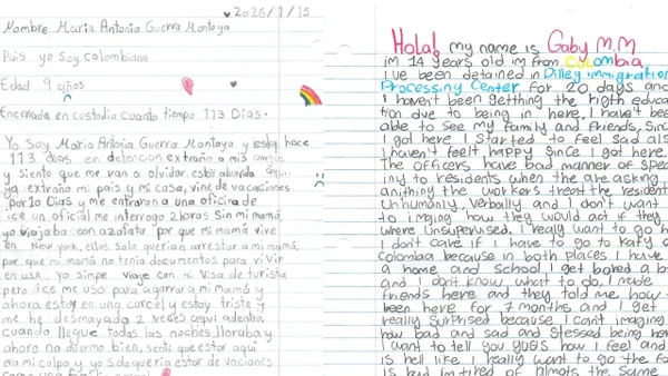 Estremecedoras cartas de niñas colombianas detenidas por ICE: “Mucha depresión, es un infierno”