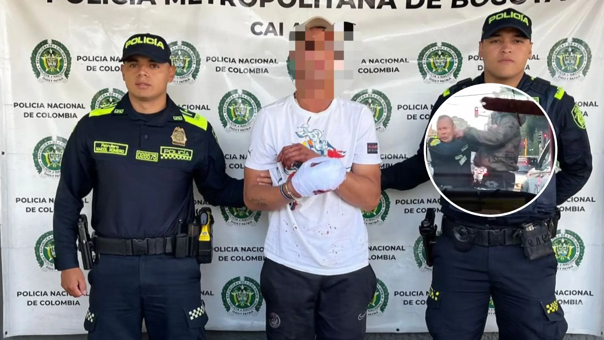 Cárcel agresor de Policía en Bogotá