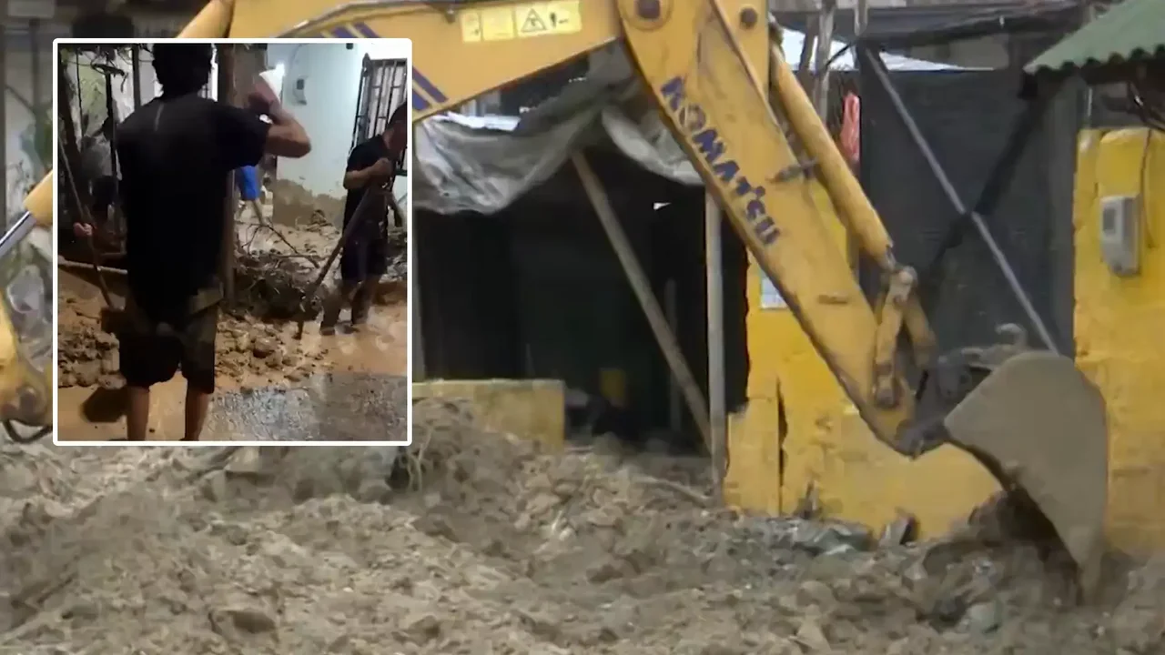 Overflow of a stream leaves families affected in La Estrella, Antioquia