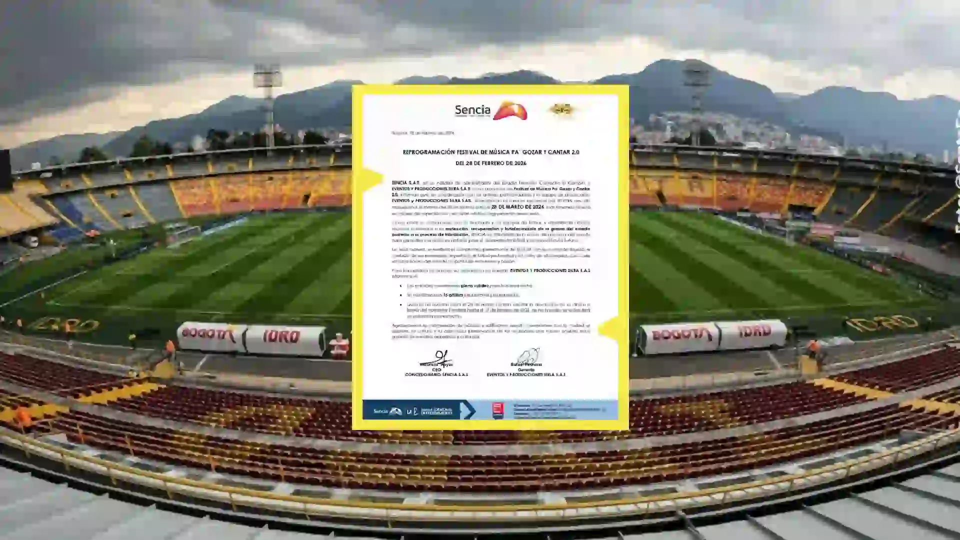 Concierto en El Campín fue aplazado