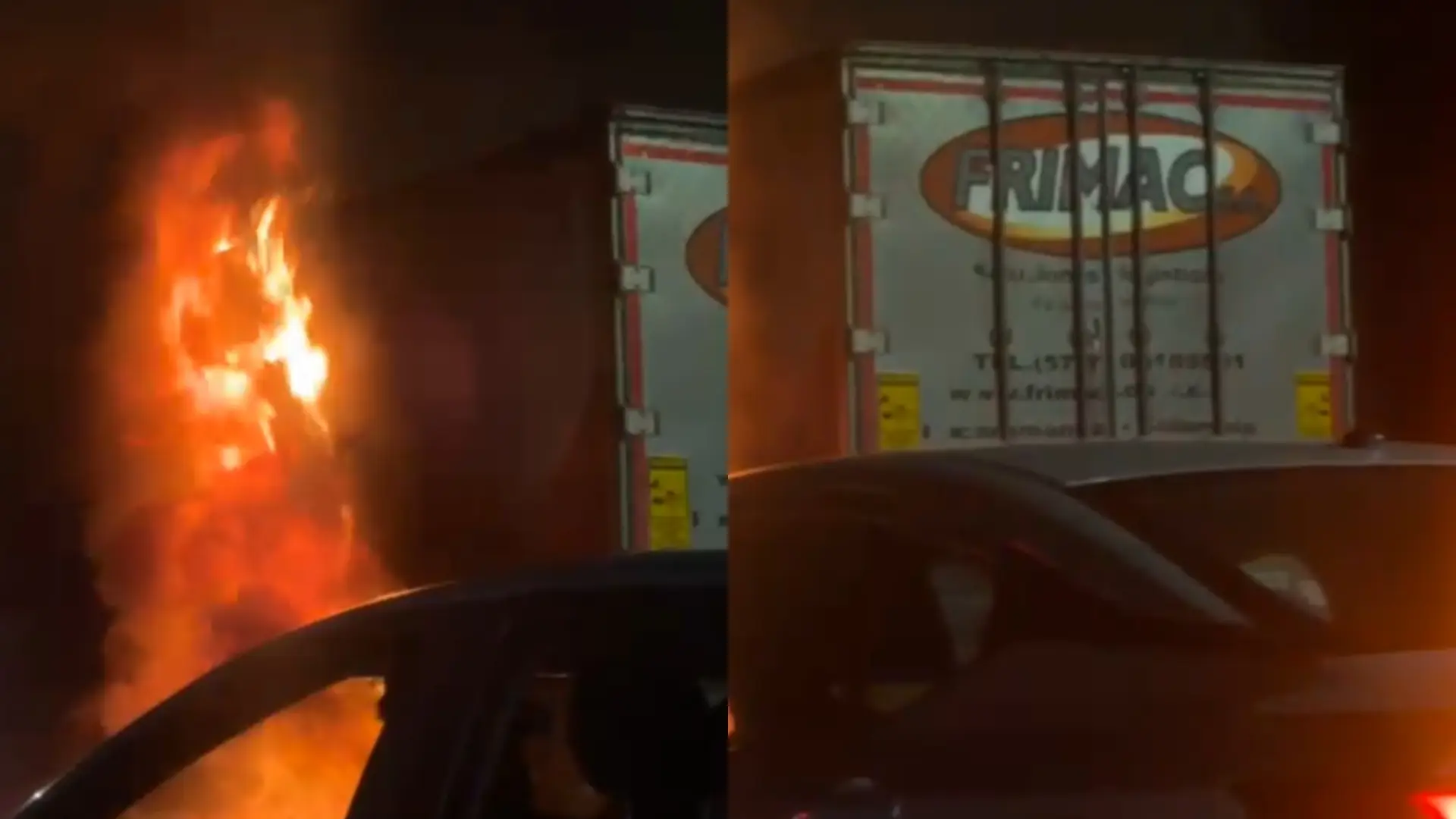 Camión en llamas en la vía Cajicá - Chía