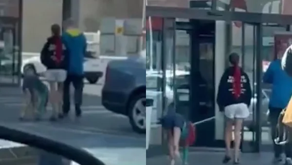 VIDEO | Mujer fue grabada paseando con correa a su propio "therian" en plena calle en España