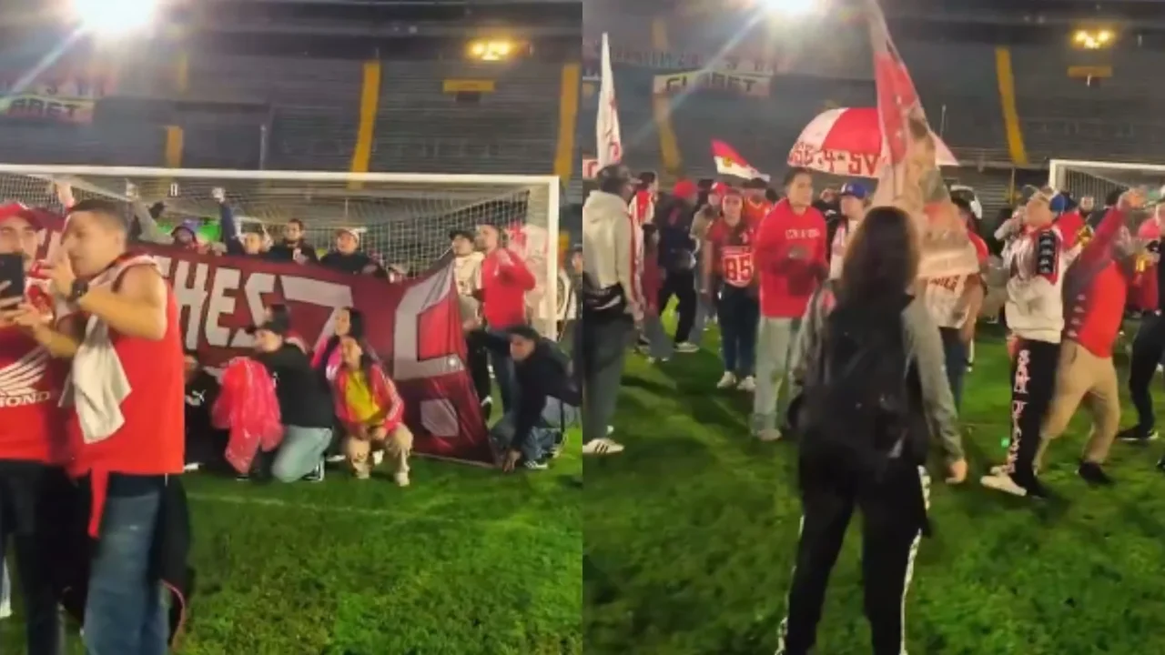 Insolite: Hundreds of Santa Fe fans trod on El Campín's pitch during their celebration