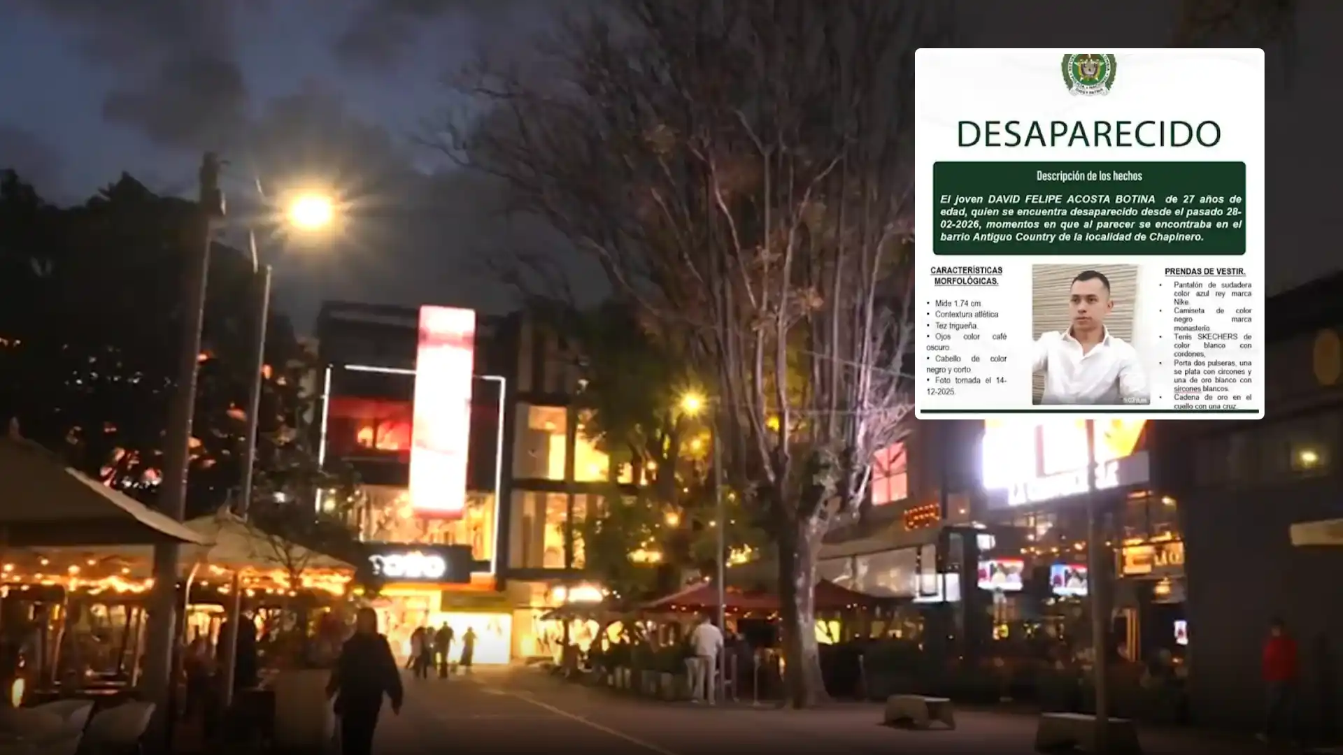 Lo que se sabe de ingeniero que desapareció al salir de un casino de la Zona T de Bogotá