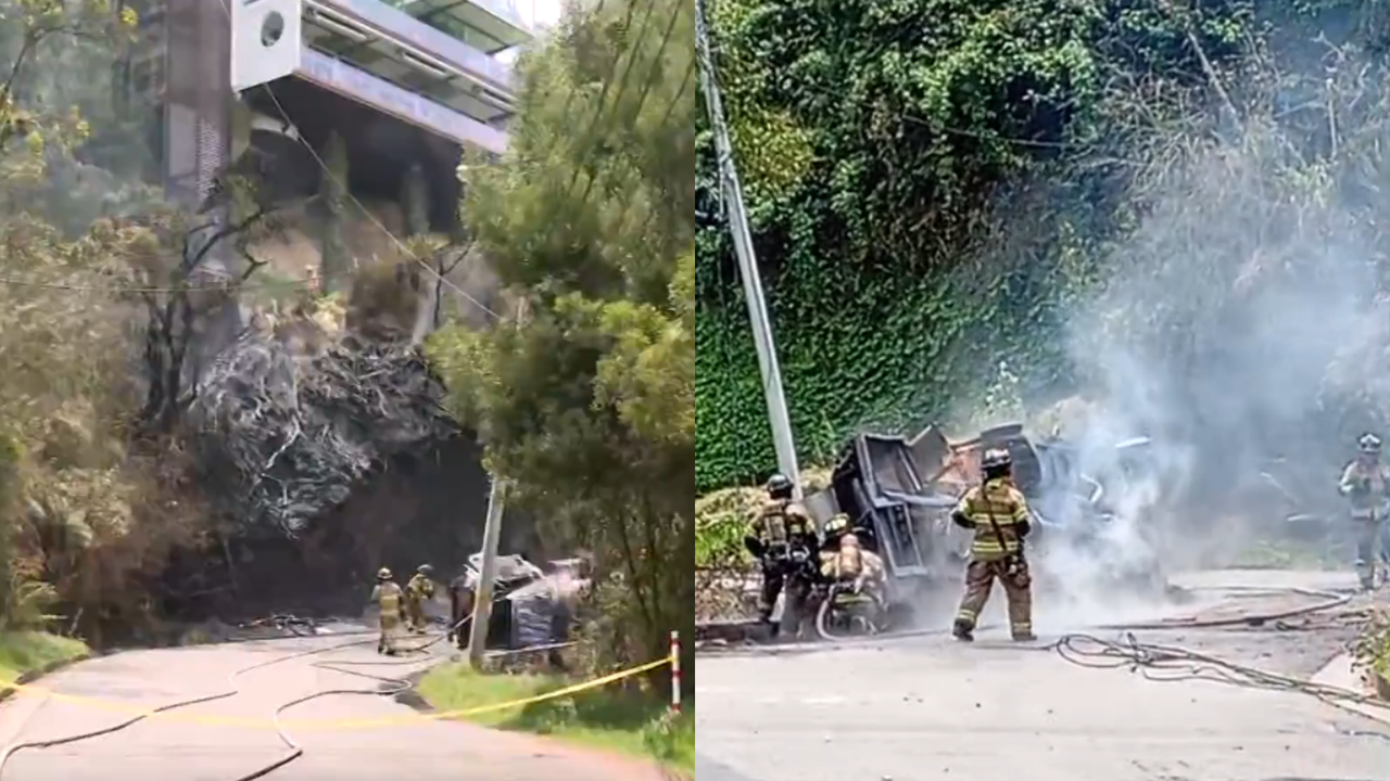 Vehicle fire caused panic on the Bogotá – La Calera highway: authorities attend to a GLP leak