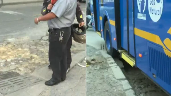 VIDEO | Gigantesco hueco tiene en riesgo a conductores en Bogotá: denuncian accidentes y alcantarilla colapsada