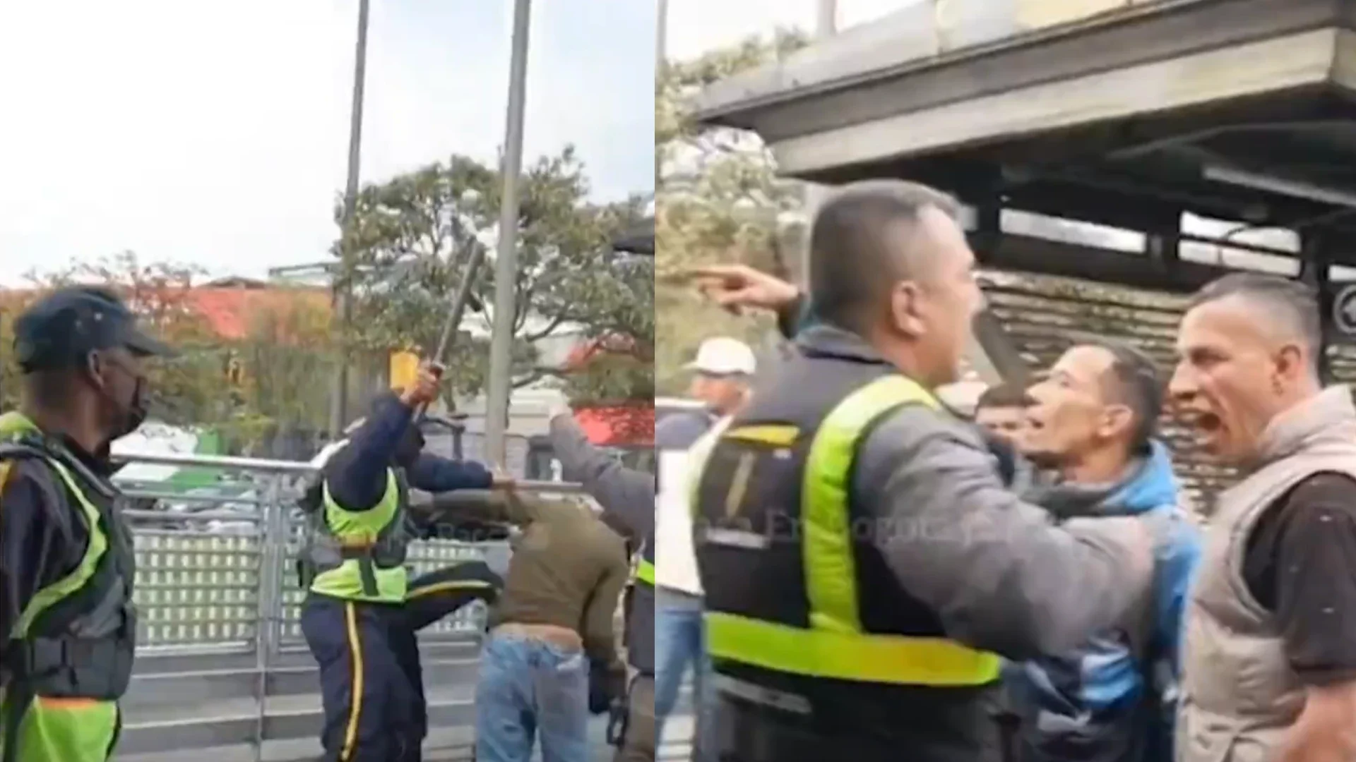 Pelea con colados en Transmilenio.