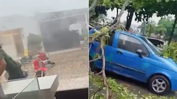 VIDEO | Ventarrón en medio del aguacero arrasó con una cafetería en Cali