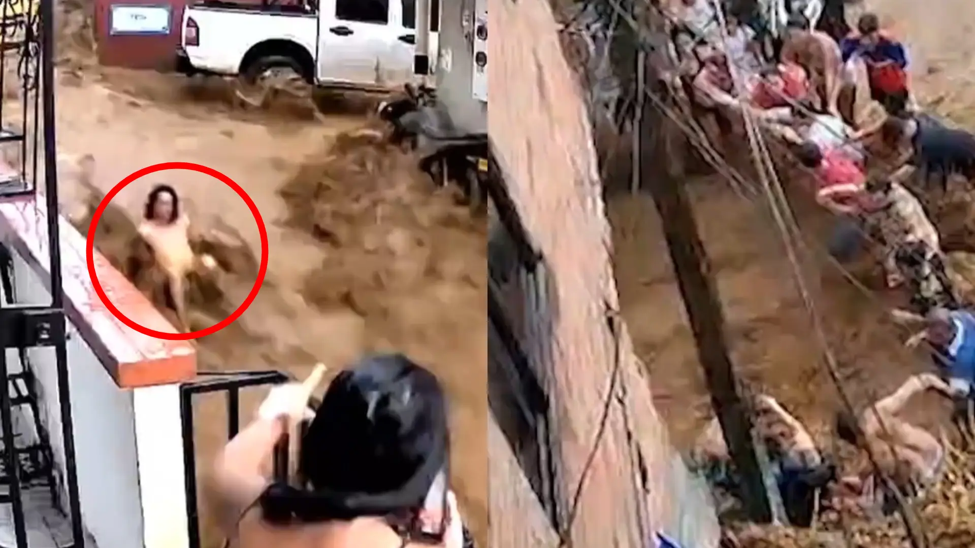 Hombre salvado por cadena humana en Medellín