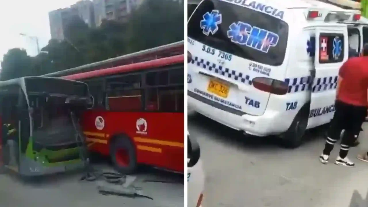 Serious collision of two Transmilenio buses in Suba leaves 15 injured, one in critical condition