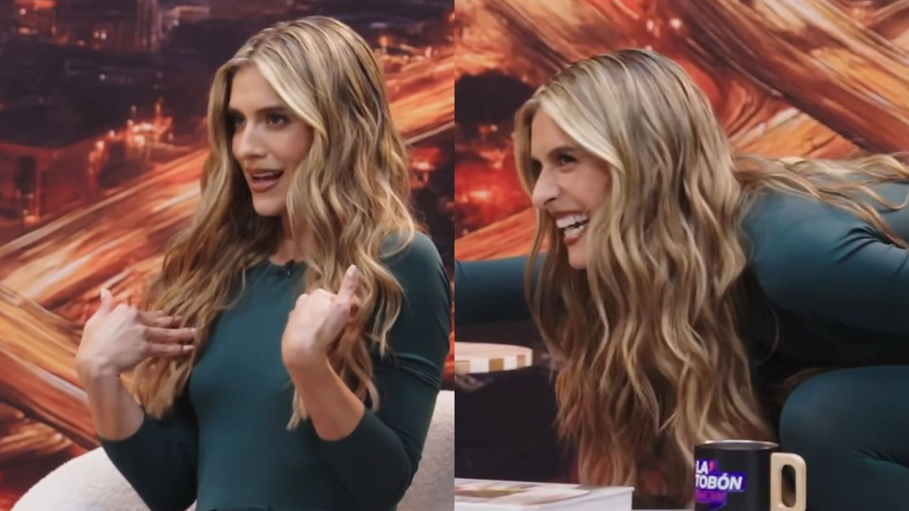 Laura Tobón showed a large sweat stain on her armpit during an interview