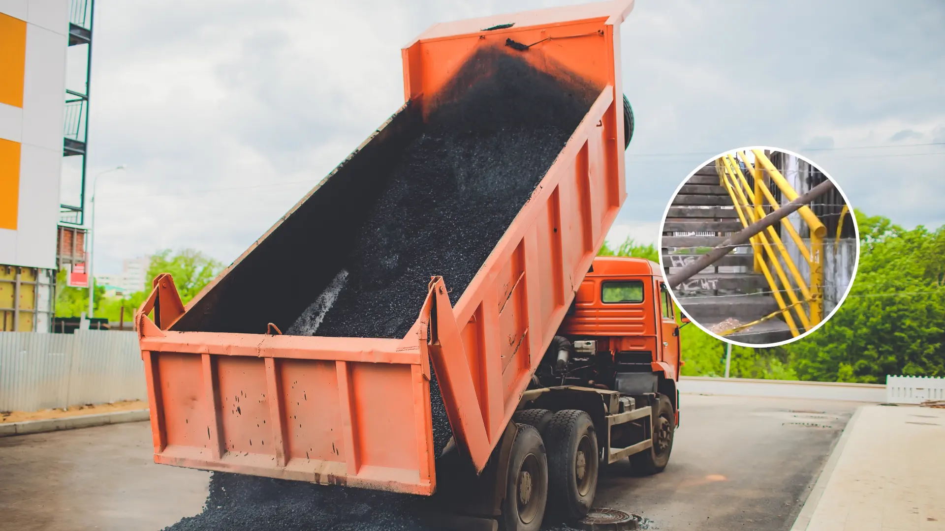 Volqueta puente peatonal en Bogotá
