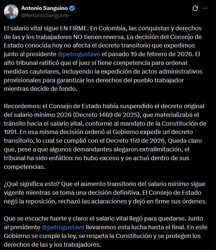 Respuesta de mintrabajo.