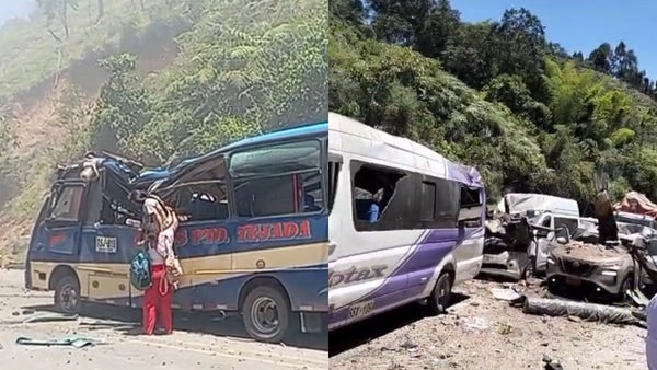 Cilindro bomba cayó sobre un bus en la vía Panamericana: las imágenes son estremecedoras
