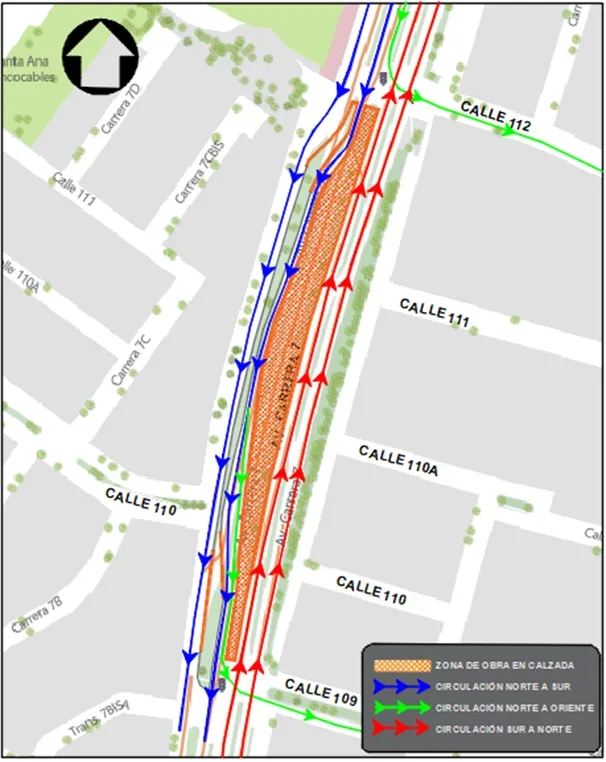 Cierres en la carrera Séptima.
