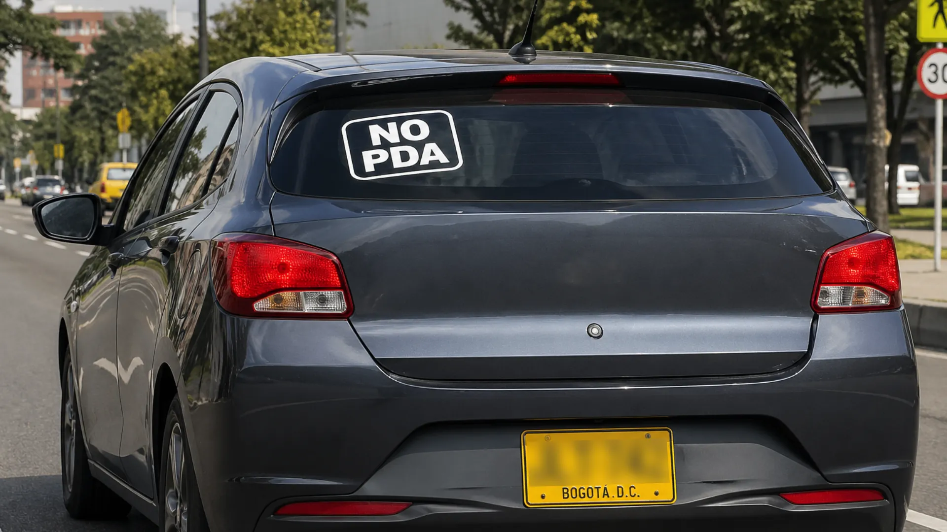 NO PDA carros con aviso en el vehículo
