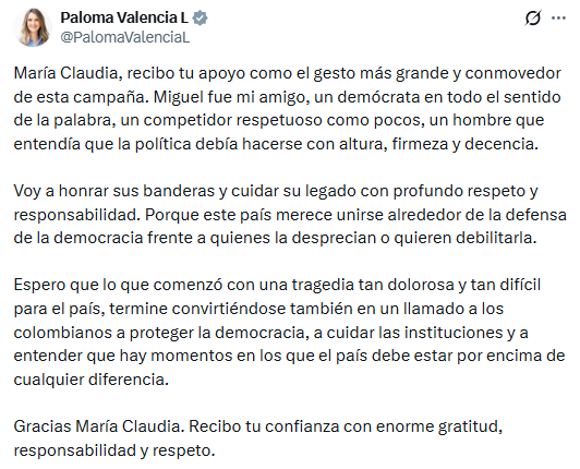 Foto: @PalomaValenciaL/X
