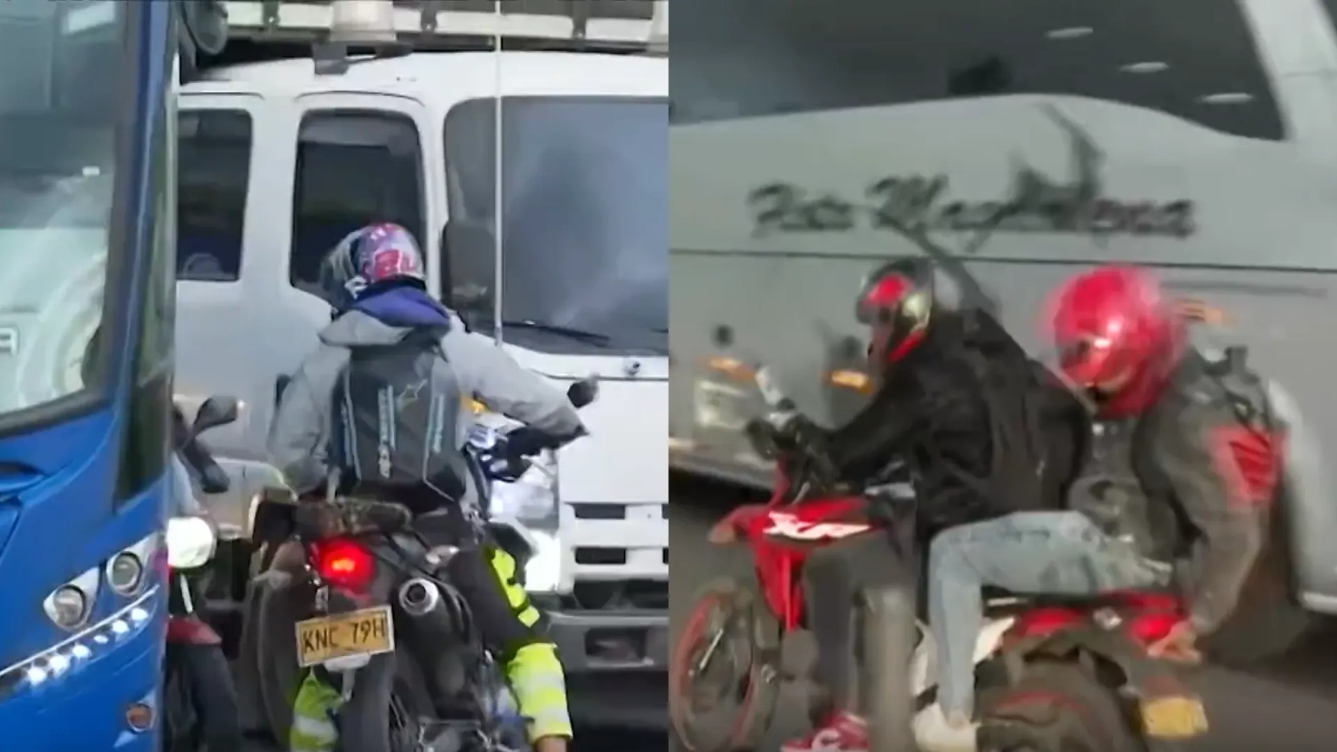 Motociclistas imprudentes en contravía