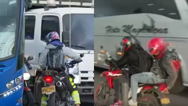 En contravía: así se escapan los motociclistas tras ser 'pillados' en los andenes de Bogotá En contravía: así se escapan los motociclistas tras ser 'pillados' en los andenes de Bogotá